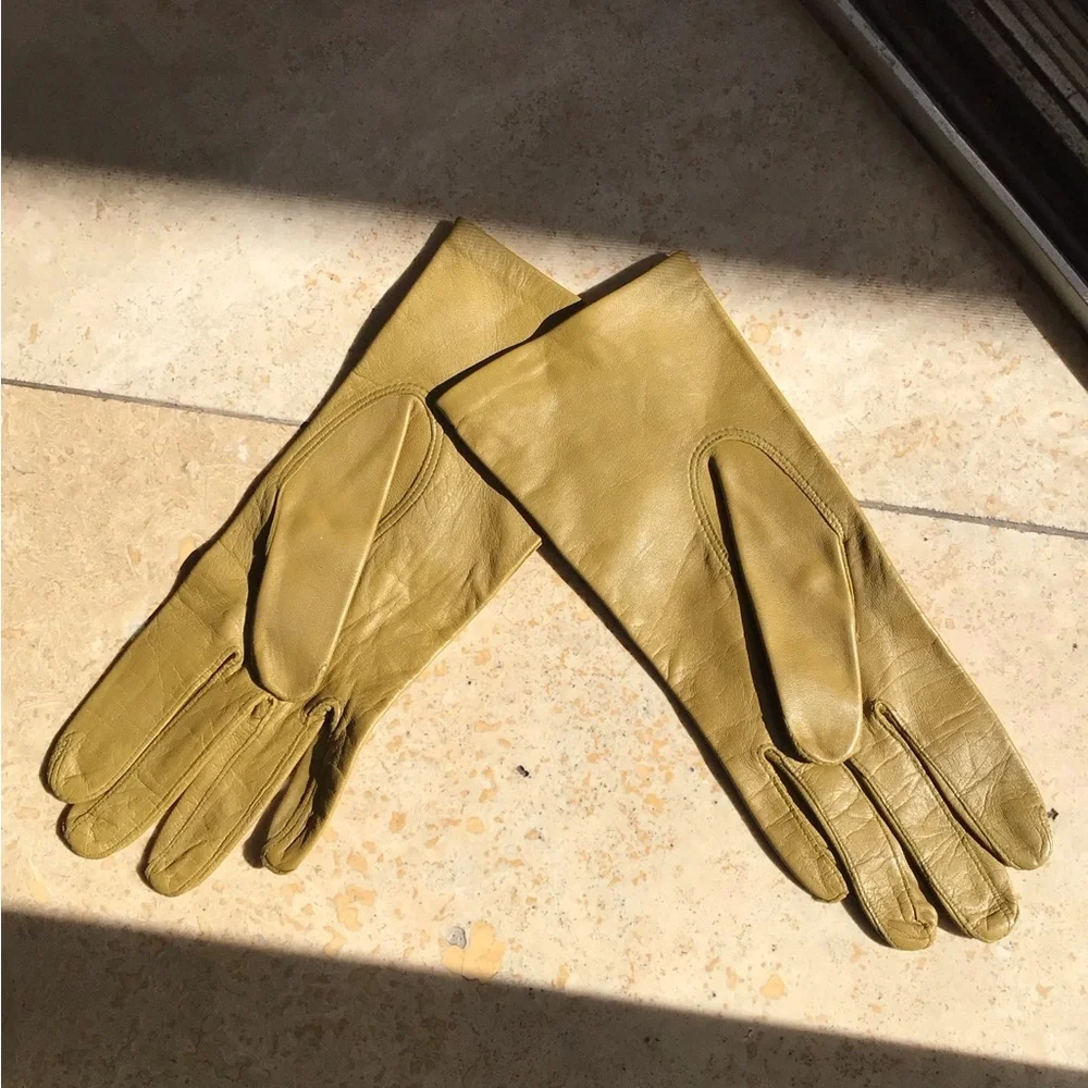 Olive Green Leather Gloves